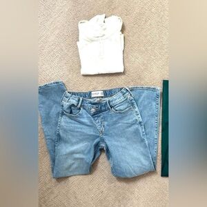 Abercrombie Kids Girls Outfit Jeans + White Ribbed Top Size 11/12
